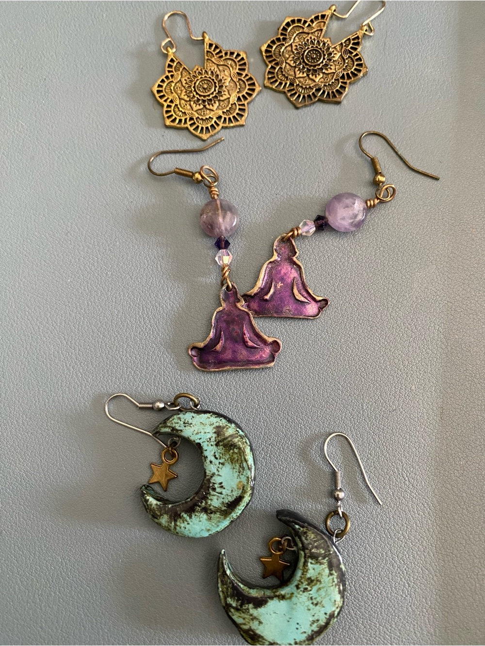 Boho Festival Earrings Yoga Mandala Moon & Star